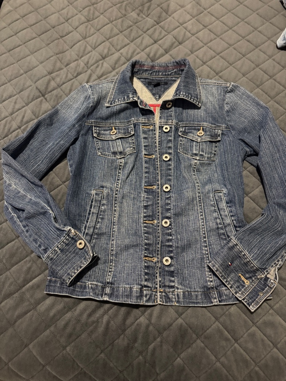 Tommy Hilfiger Blue Denim Jacket with Red Accents